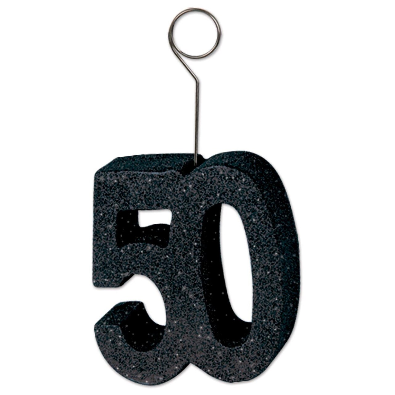 6 Pack Bulk Glittered 50th Birthday Party Photo/Balloon Holder - black
